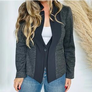 Anthropologie Elevenses Gray & Navy Wool Blend Blazer